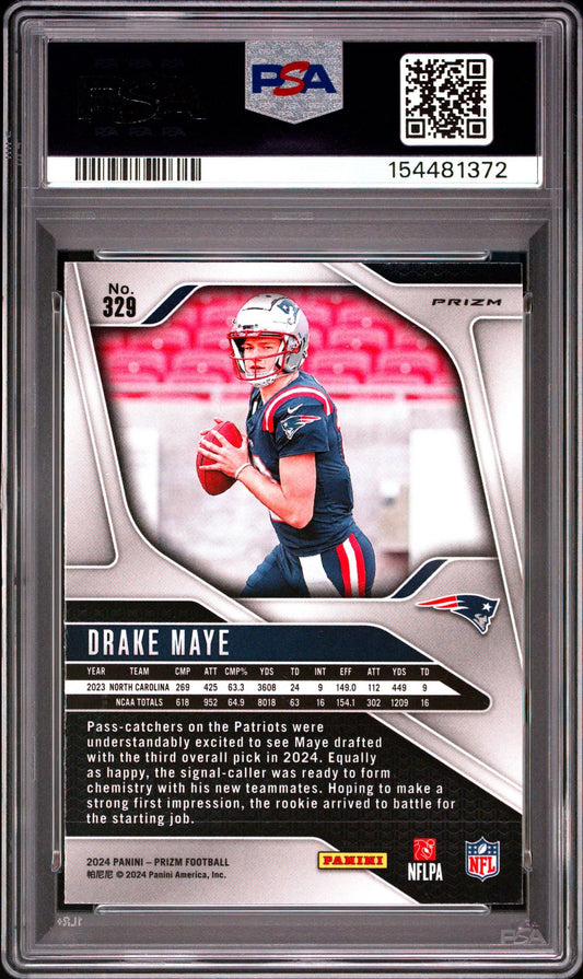 2024 Panini Prizm Drake Maye Pink Wave RC #329 PSA 10