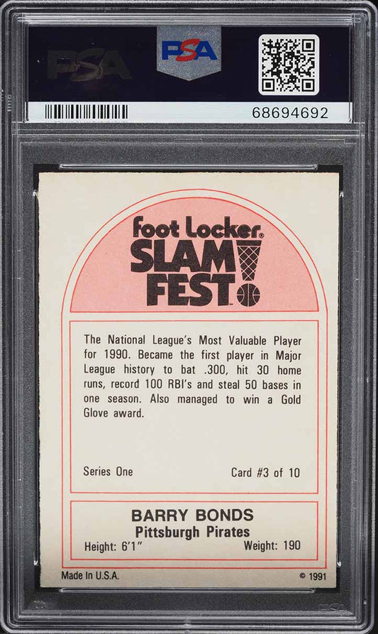 1991 Foot Locker Slam Fest Barry Bonds #3 PSA 6 Limited Edition