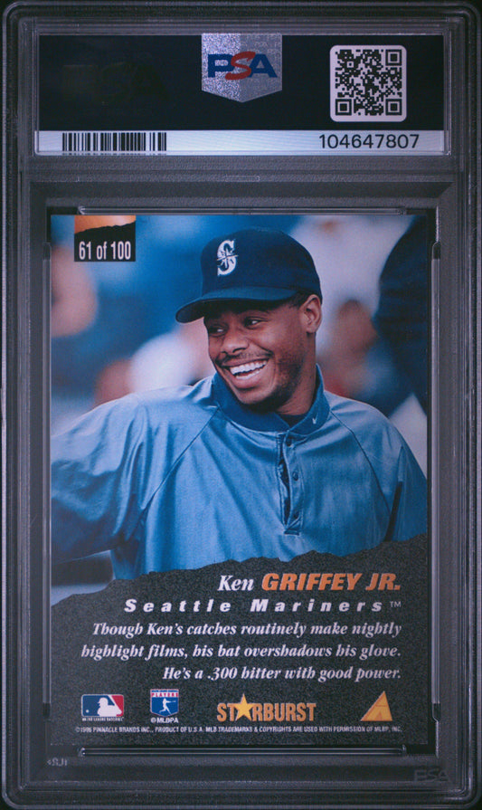 1996 Pinnacle Griffey Jr Starburst PSA 8 slab back Mariners