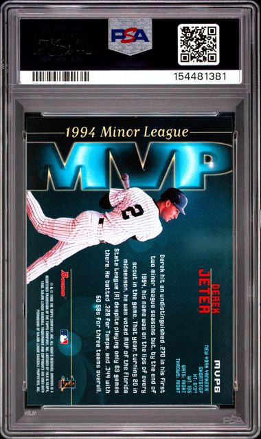 1998 Bowman Minor League MVP Derek Jeter #6 PSA 9 Mint