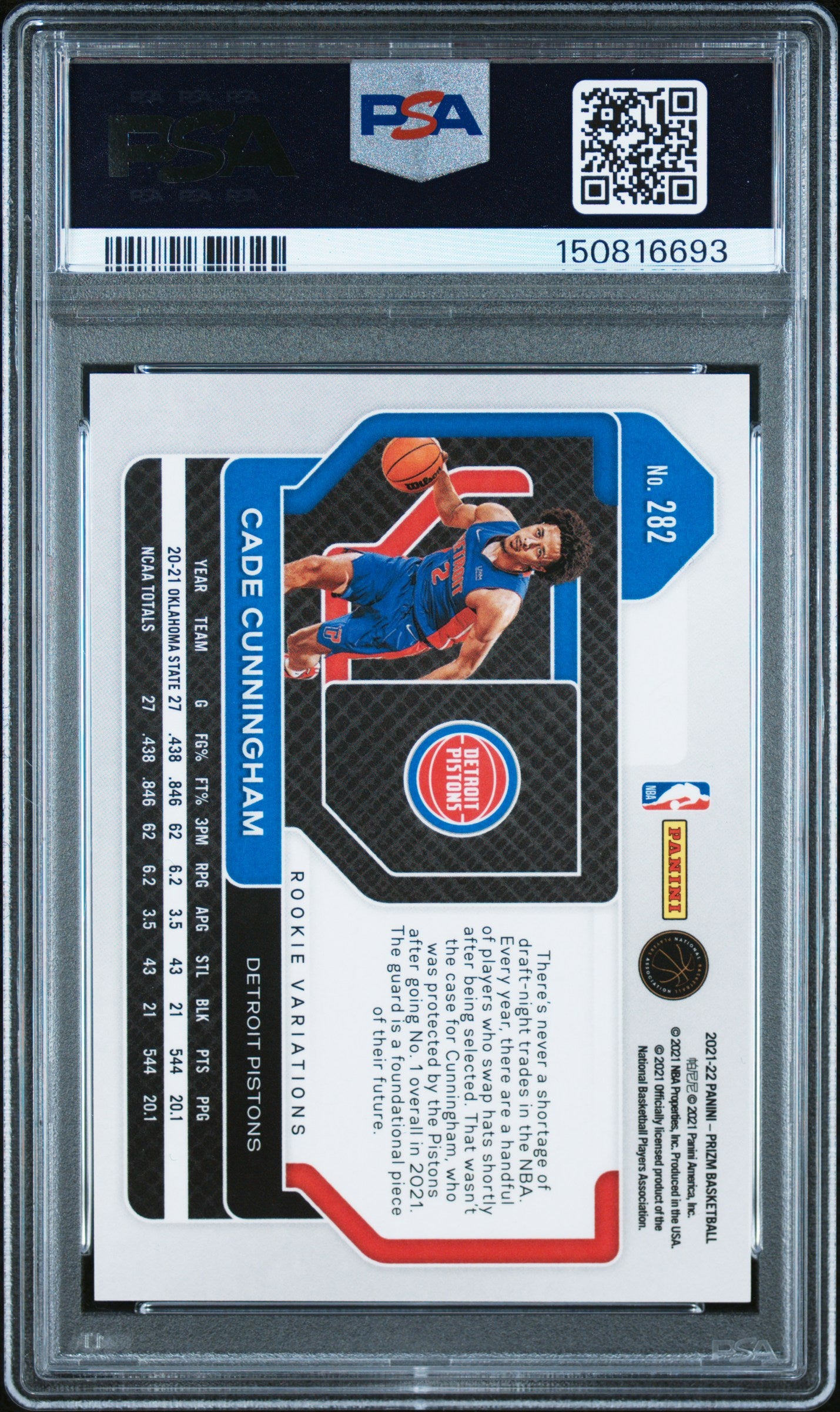 2021-22 Panini Prizm Cade Cunningham Rookie Variation #282 PSA 9