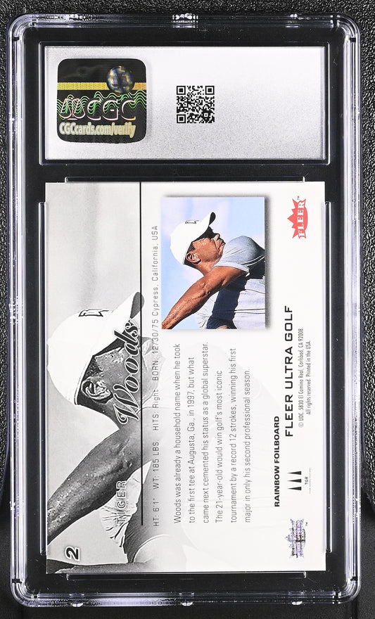 2023 Fleer Ultra Tiger Woods Rainbow Foilboard #2 CGC 9 Mint Golf