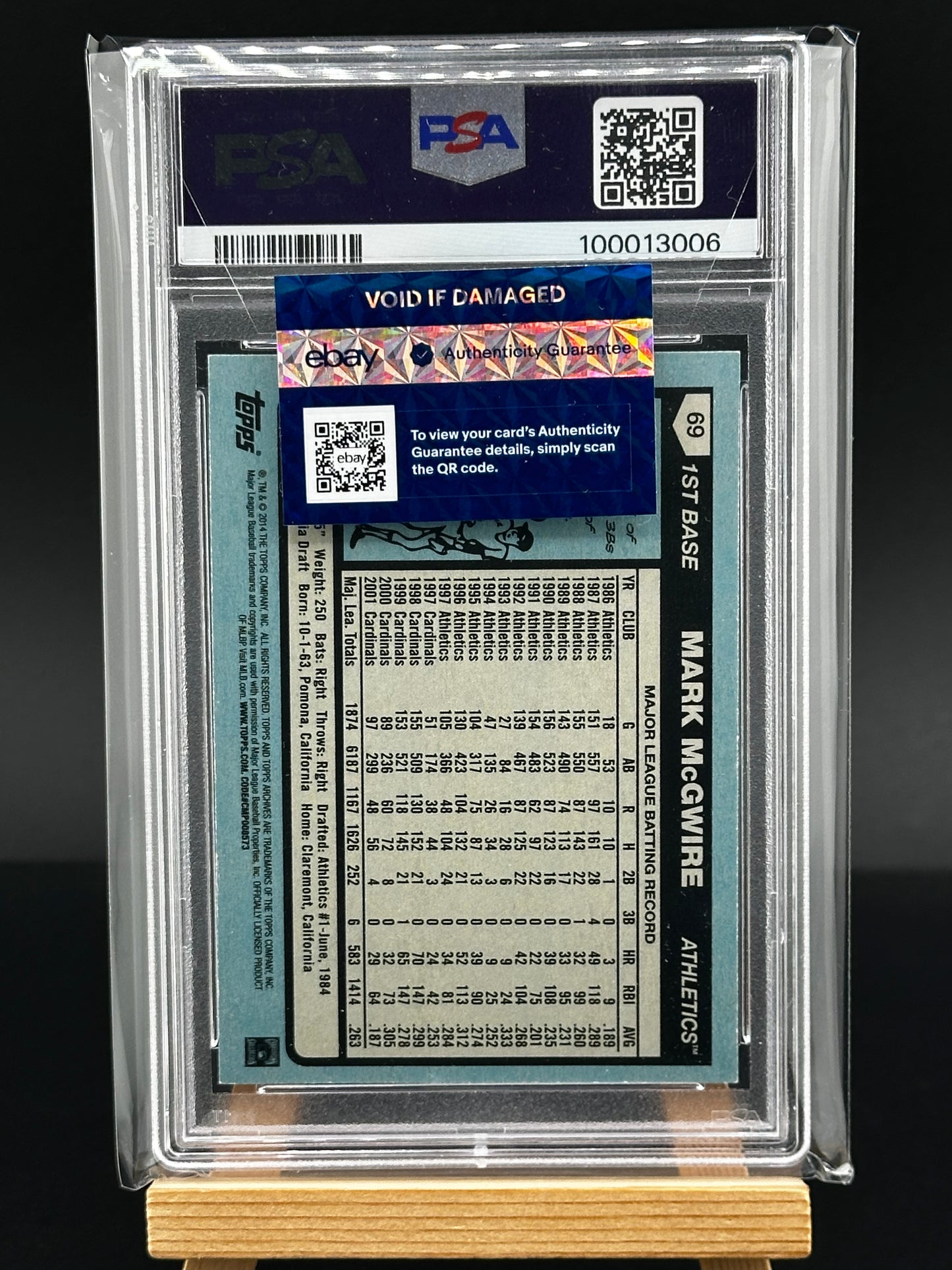 2025 Topps Archives Mark McGwire 1/1 PSA Auto 10