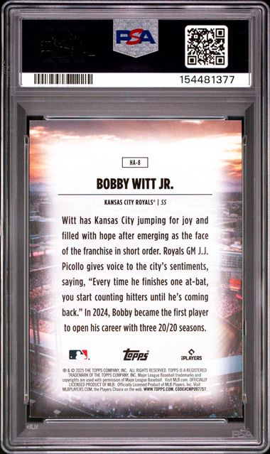 2025 Topps Bobby Witt Jr. Home Field Advantage #HA8 PSA 7 NM Kansas City Royals