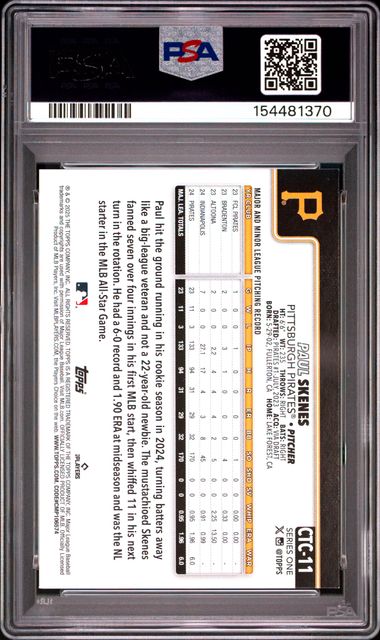 2025 Topps Flagship Collection Paul Skenes Companion #CTC11 PSA 9 Mint