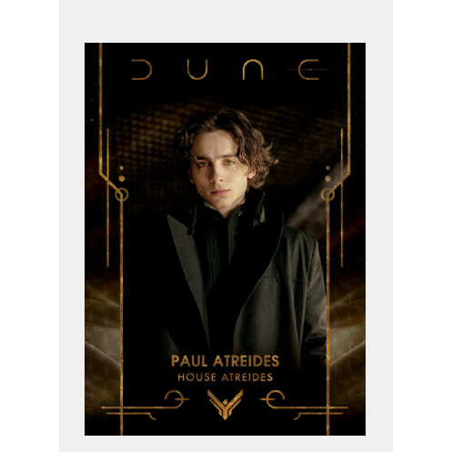 Character from House Atreides Paul Atreides Dune on a black card