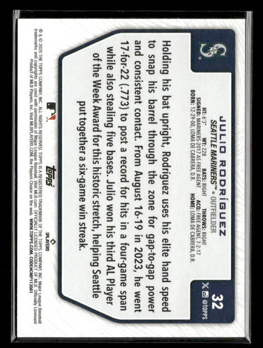 2025 Topps Flagship 2 #32 Julio Rodriguez — Costco Exclusive