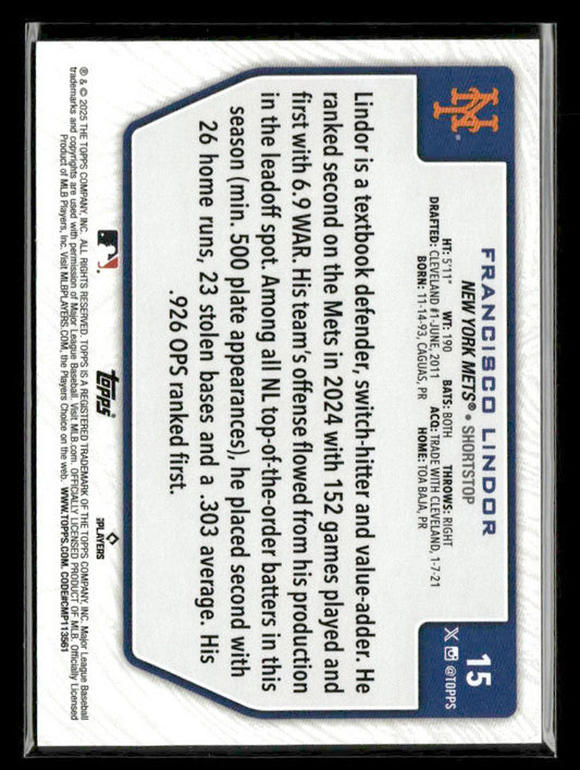 2025 Topps Flagship 2 #15 Francisco Lindor — Costco Exclusive