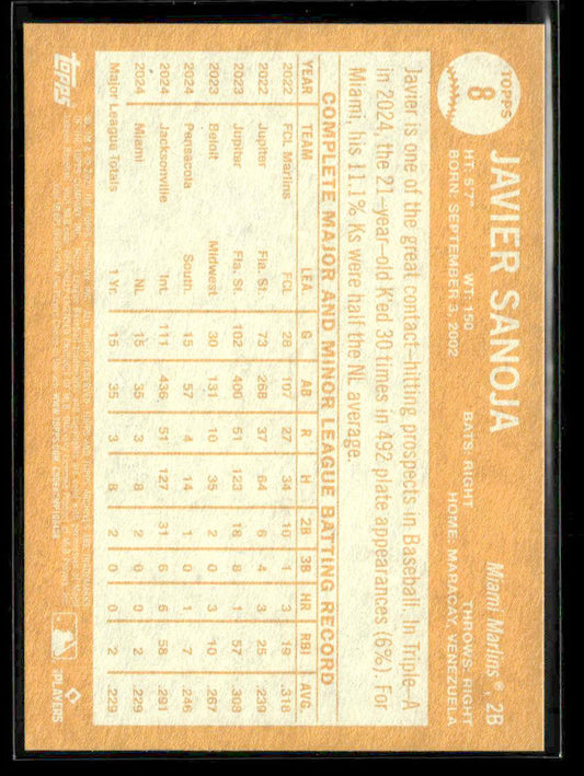 2025 Topps Archives #8 Javier Sanoja