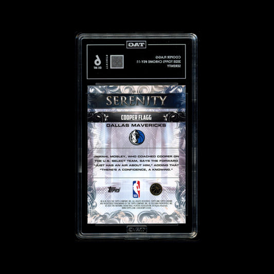 2025 Topps Chrome Cooper Flagg Serenity Rookie #SY-11 TAG 6 graded card back
