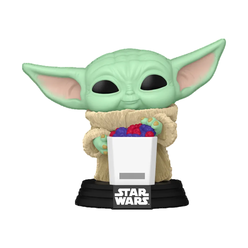 Funko Pop! vinyl figure of a character from Star Wars holding a cup with colorful characters on a white background