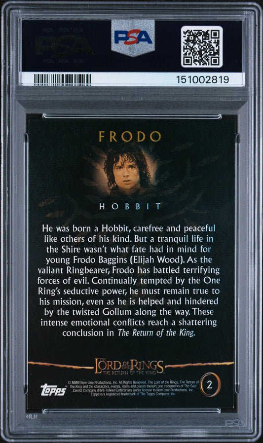 2003 Topps Lord of the Rings Return of the King Frodo #2 PSA 9 graded card back