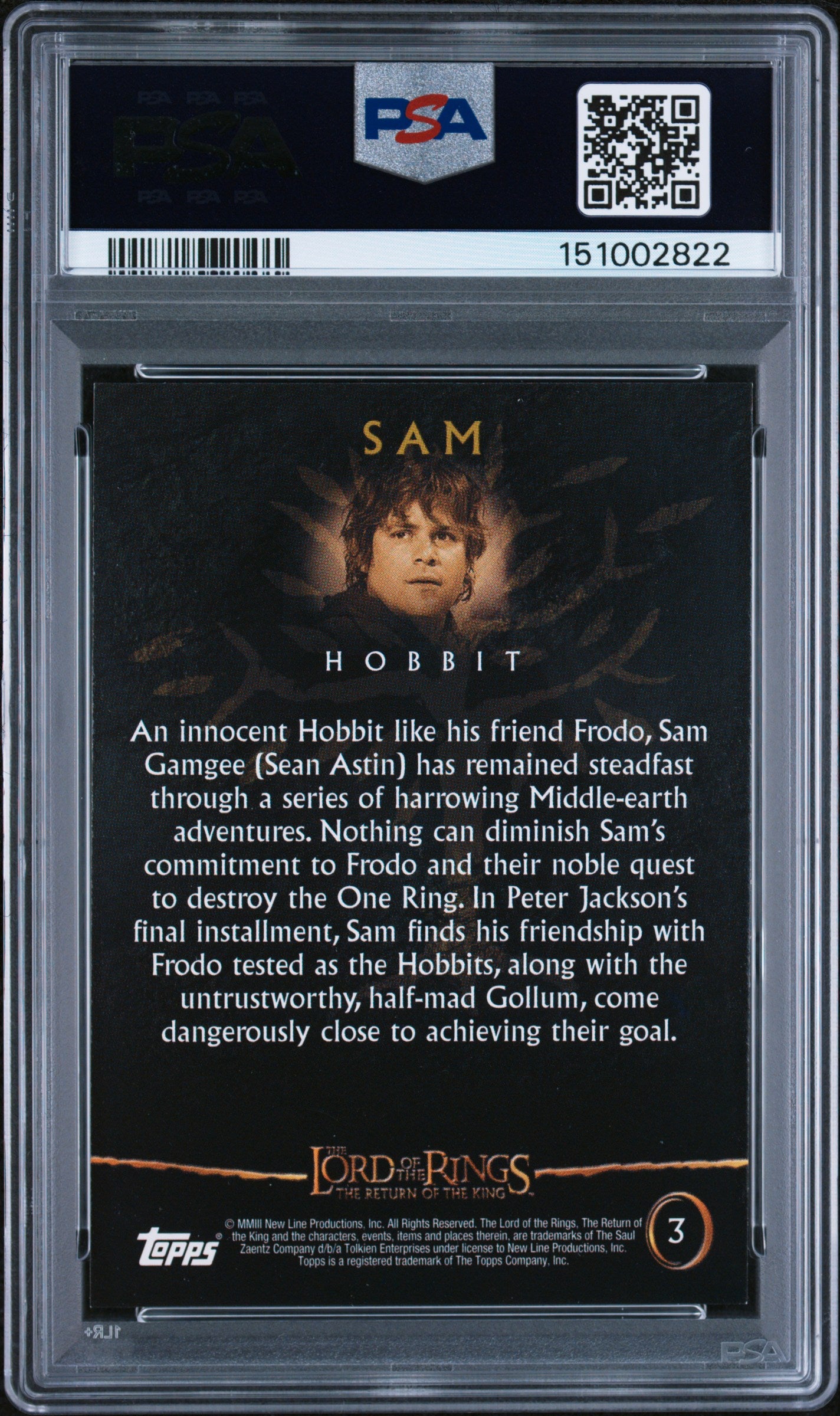 2003 Topps Lord of the Rings Return of the King Sam #3 PSA 9