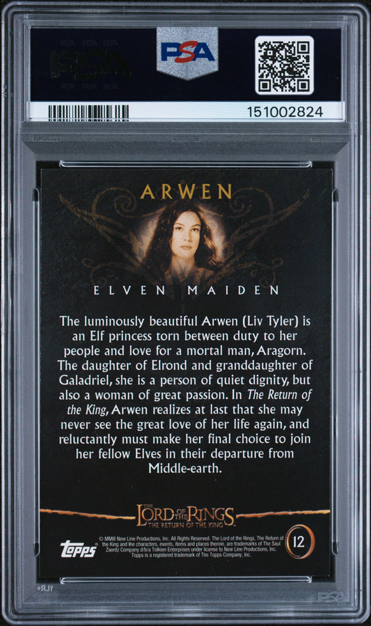 2003 Topps Lord of the Rings Return of the King Arwen #12 PSA 9 graded card back
