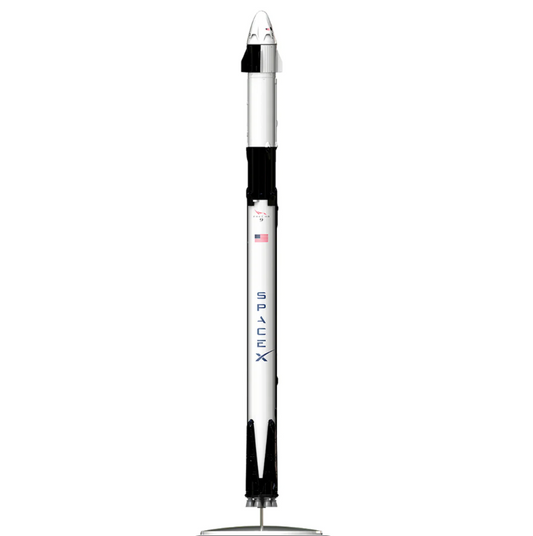 Model of a SpaceX rocket on a white background