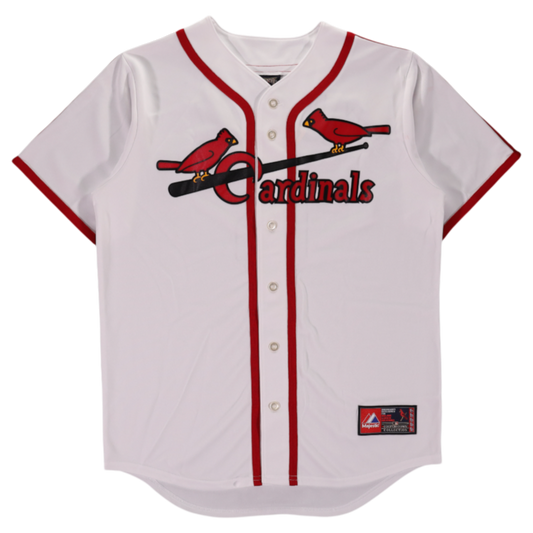 Stan Musial signed St. Louis Cardinals white Majestic jersey front