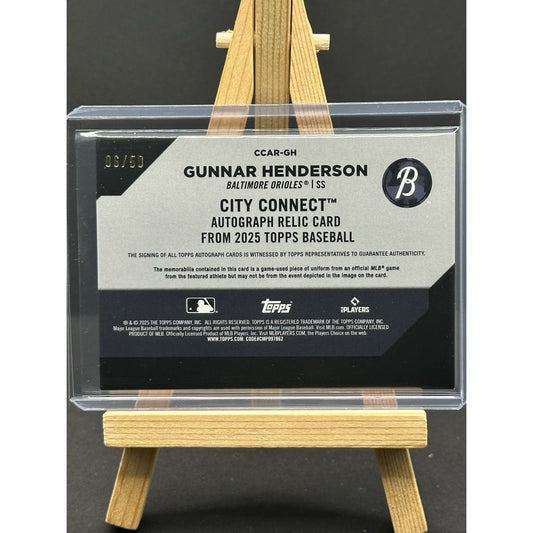 2025 Topps Series 2 #CCAR-GH Gunnar Henderson City Connect Auto Relic 06/50