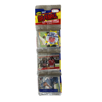 Baseball trading card pack with colorful design on a white background