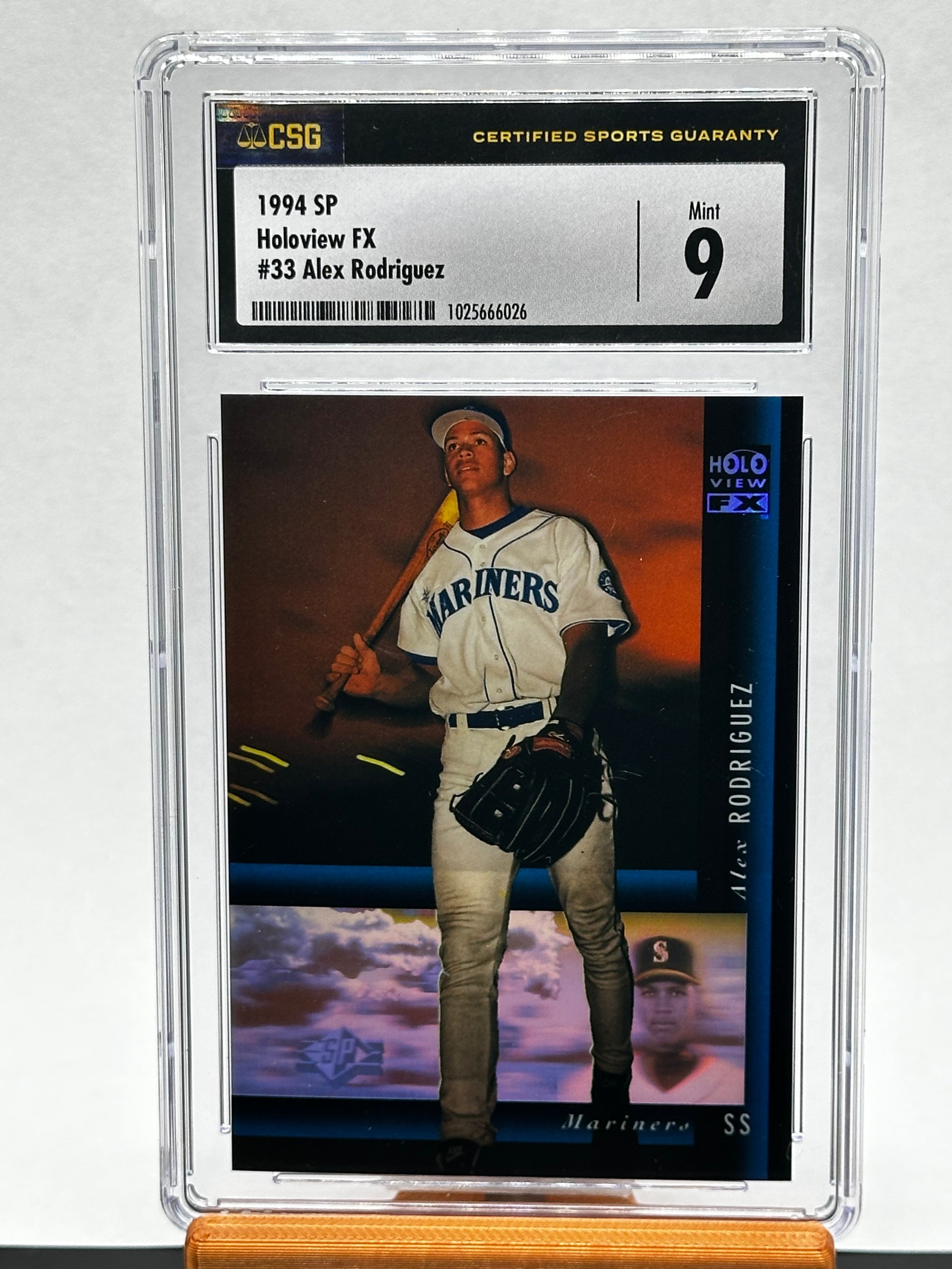Baseball trading card of Alex Rodriguez in a Mariners uniform, graded by CSG