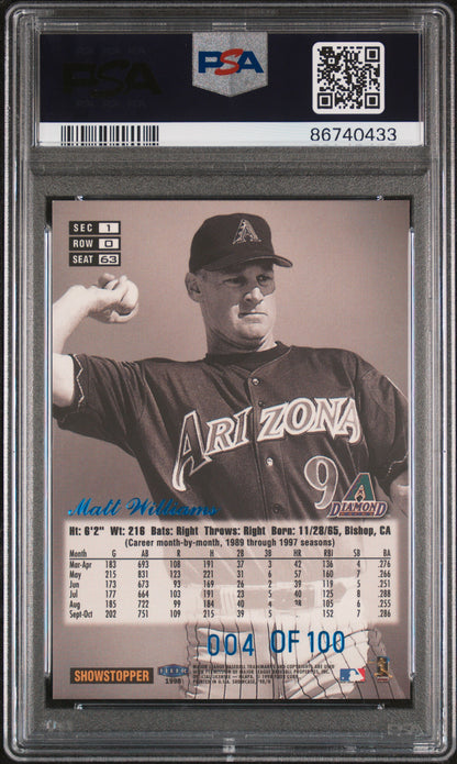 1998 Flair Showcase Matt Williams Legacy Collection PSA 8 slab back 004 of 100
