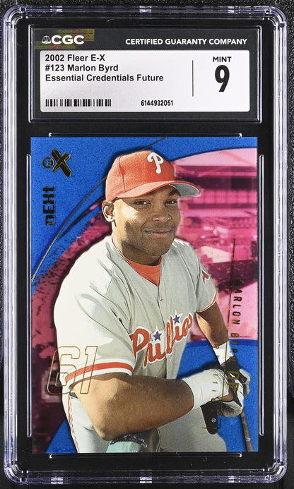2002 Fleer E-X Marlon Byrd Essential Credentials Future #123 CGC 9 Mint