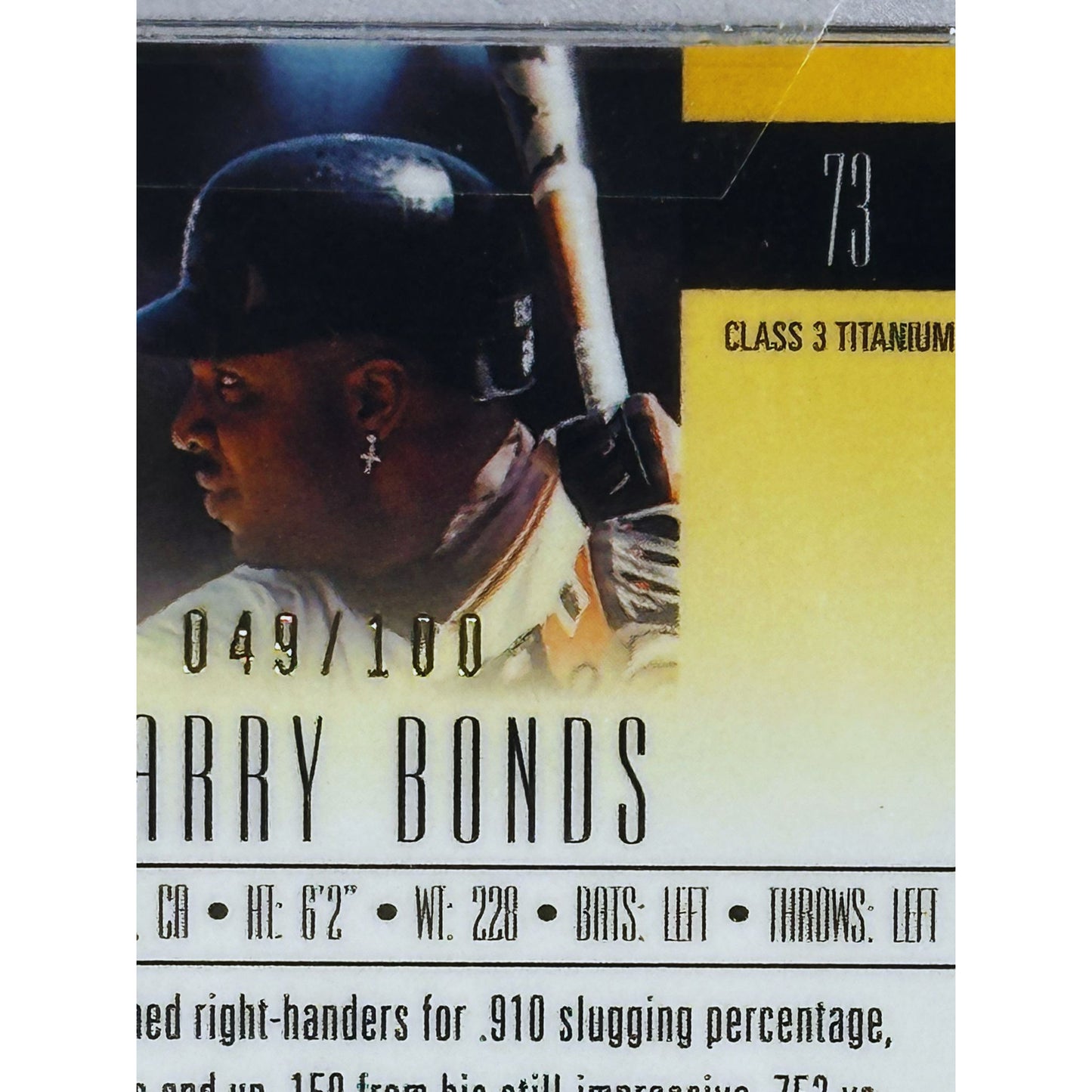 2002 Topps Gold Label Barry Bonds Class 3 Titanium #73 /100 PSA 8
