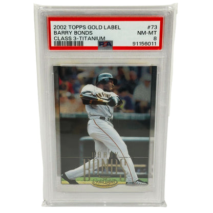 2002 Topps Gold Label Barry Bonds Class 3 Titanium #73 /100 PSA 8