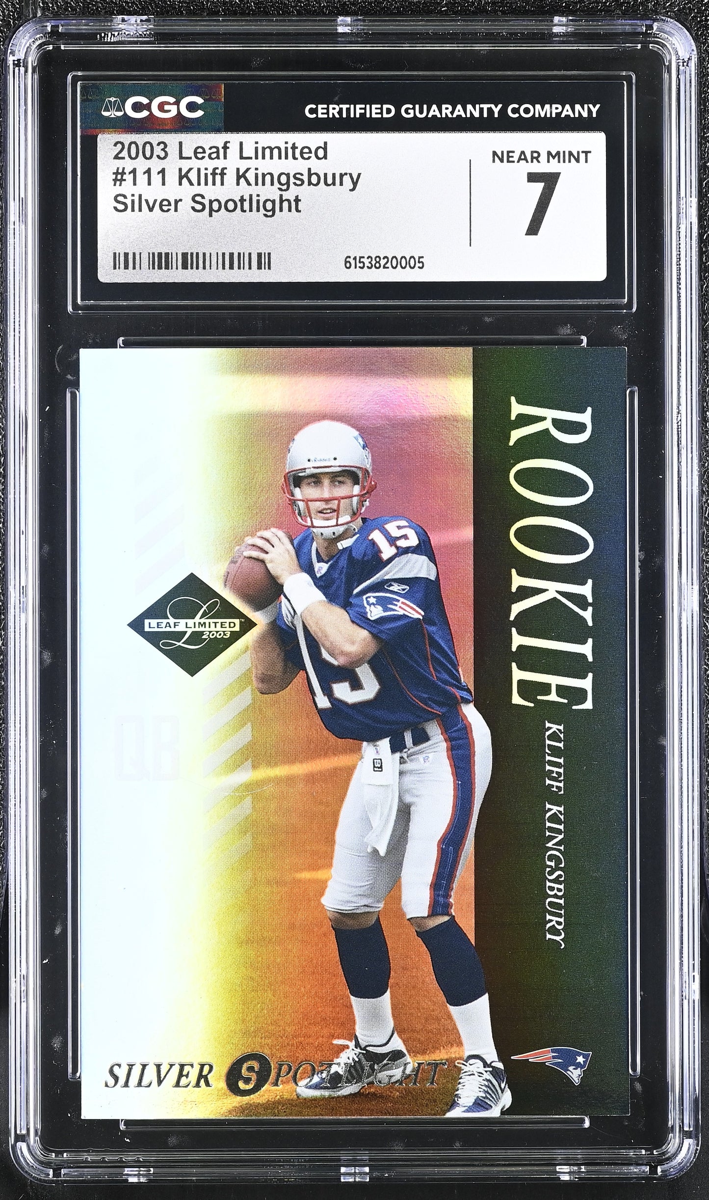 2003 Leaf Limited Kliff Kingsbury Silver Spotlight Rookie /75 #111 CGC 7 NM