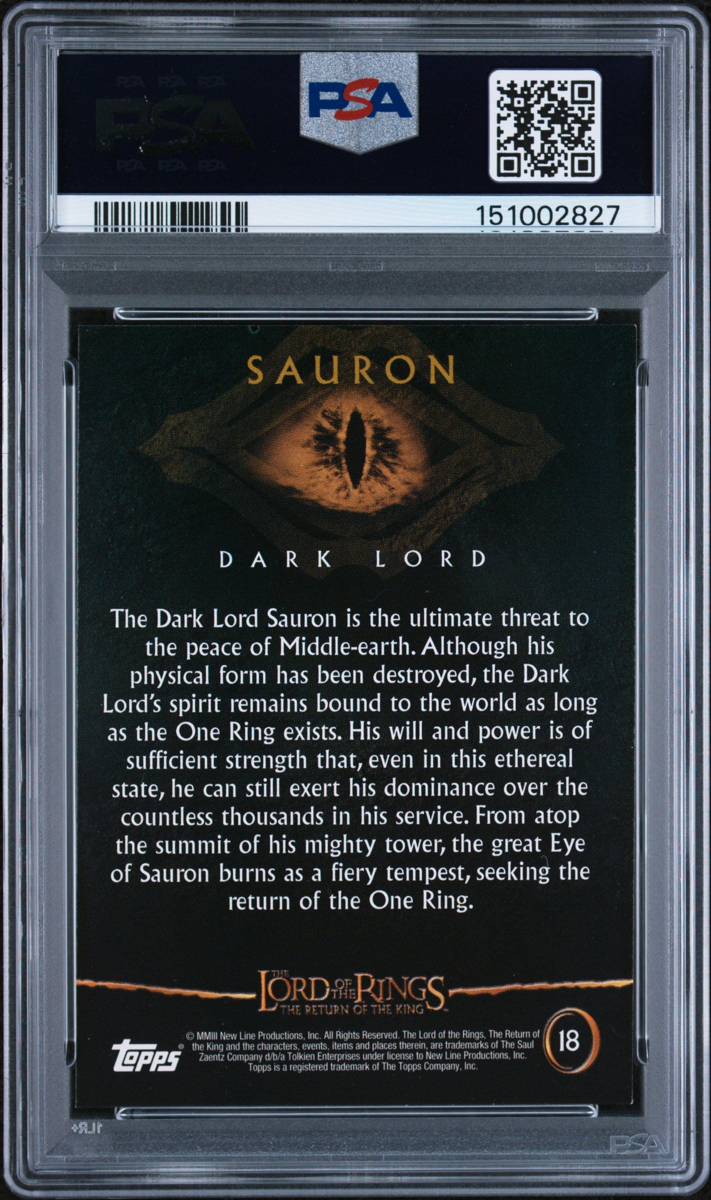 2003 Topps Lord of the Rings Return of the King Sauron #18 PSA 9