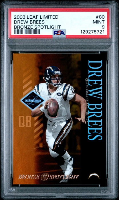 Drew Brees 2003 Leaf Limited Bronze Spotlight PSA 9 /50