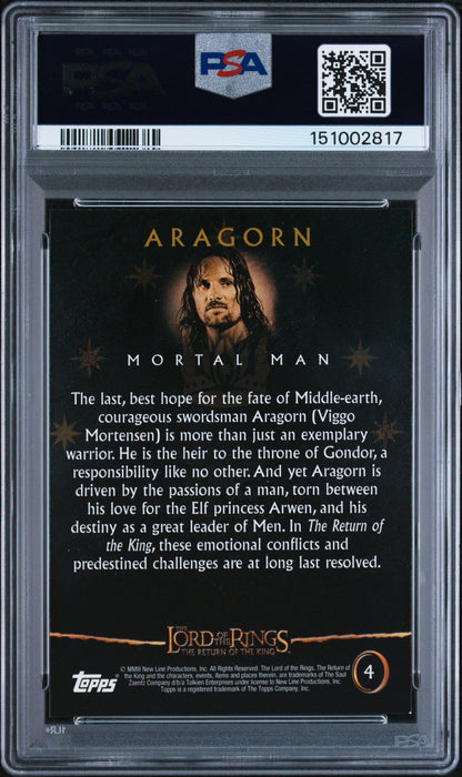Trading card of Aragorn with PSA grading information