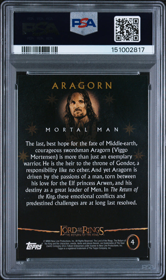 Trading card of Aragorn with PSA grading information