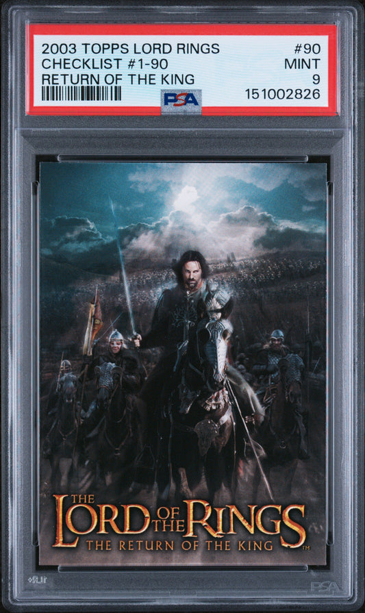 Topps Lord of the Rings Return of the King trading card with Aragorn on horseback, graded by PSA