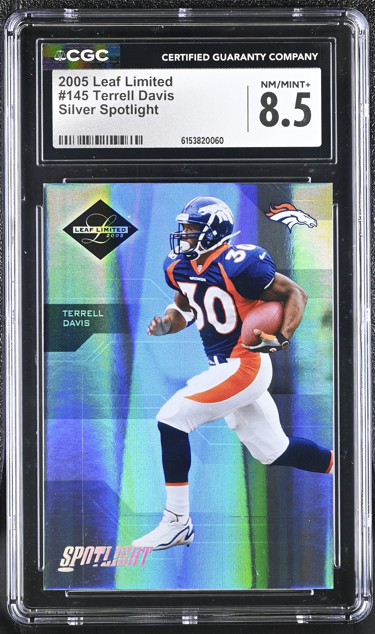 2005 Leaf Limited Terrell Davis Silver Spotlight #145 /50 CGC 8.5 NM/Mint+