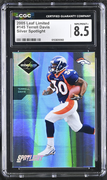 2005 Leaf Limited Terrell Davis Silver Spotlight #145 /50 CGC 8.5 NM/Mint+
