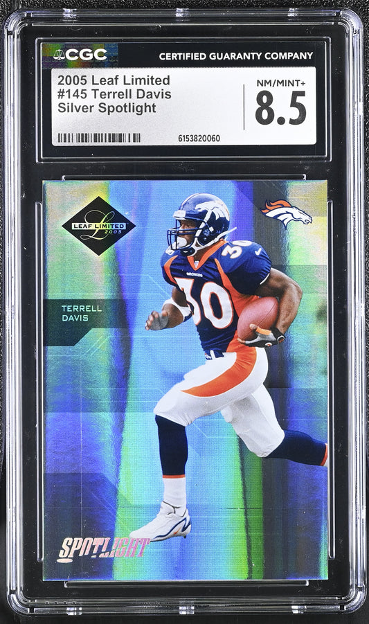 2005 Leaf Limited Terrell Davis Silver Spotlight #145 /50 CGC 8.5 NM/Mint+