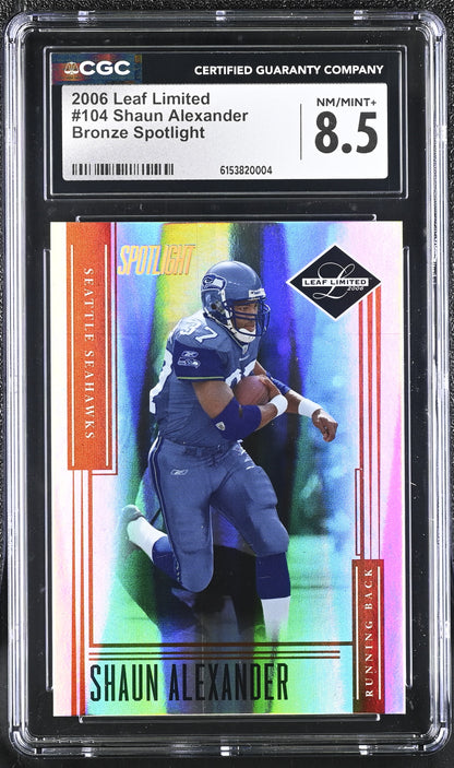 2006 Leaf Limited Shaun Alexander Bronze Spotlight #104 CGC 8.5 NM/Mint+