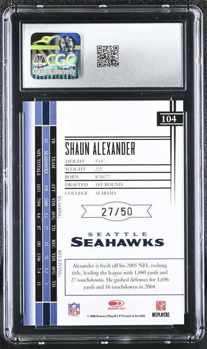 2006 Leaf Limited Shaun Alexander Bronze Spotlight #104 CGC 8.5 NM/Mint+