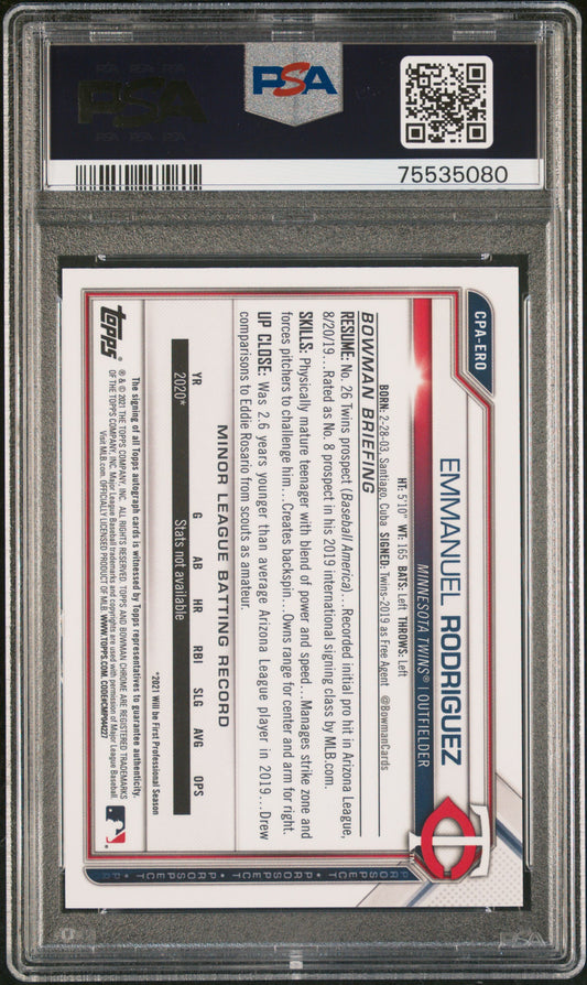 Twins prospect auto card PSA 10 graded