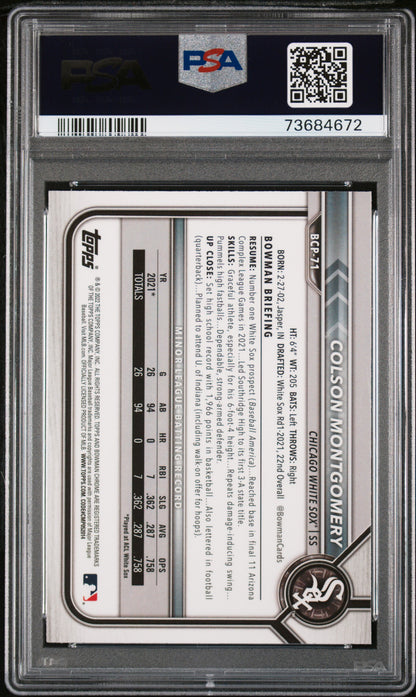 Colson Montgomery prospect card 1st Bowman PSA 9