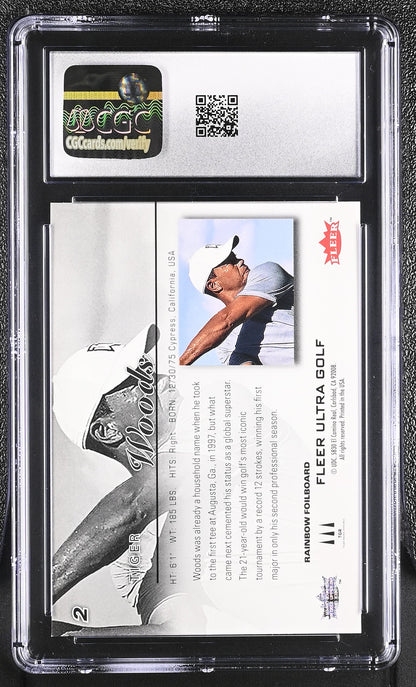 2023 Fleer Ultra Tiger Woods Rainbow Foilboard #2 CGC 9 Mint Golf