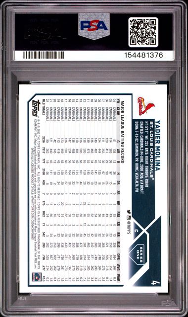 2023 Topps 1st Edition Yadier Molina #4 PSA 9 Mint St. Louis Cardinals
