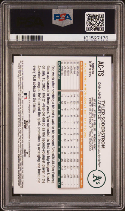 2024 Topps Chrome Update Tyler Soderstrom Green Refractor Auto /99 RC PSA 9