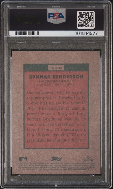 2024 Topps Heritage Gunnar Henderson 1975 BB Sensations Platinum Foil #12 PSA 9 Mint