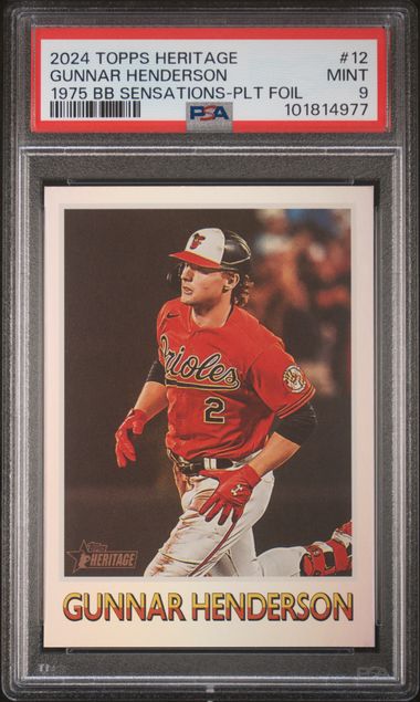 2024 Topps Heritage Gunnar Henderson 1975 BB Sensations Platinum Foil #12 PSA 9 Mint