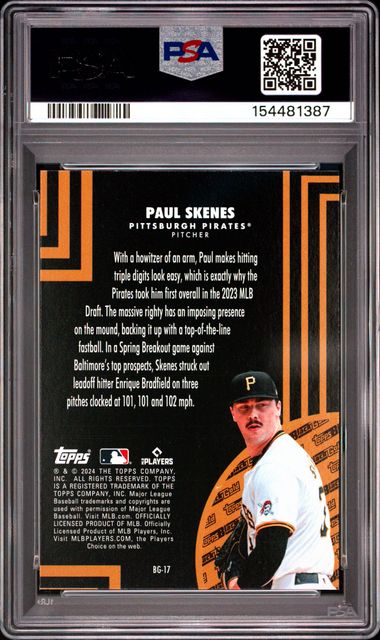 2024 Topps Update Paul Skenes Black Gold #BG17 Rookie PSA 9 Mint