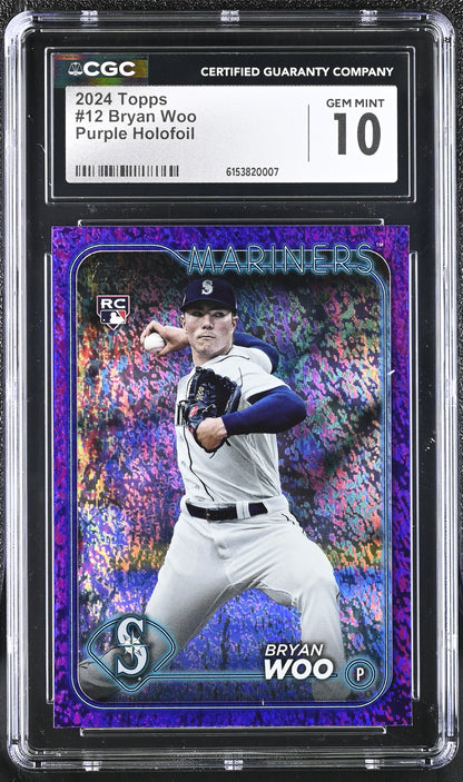2024 Topps Bryan Woo RC Purple Holofoil #12 CGC 10