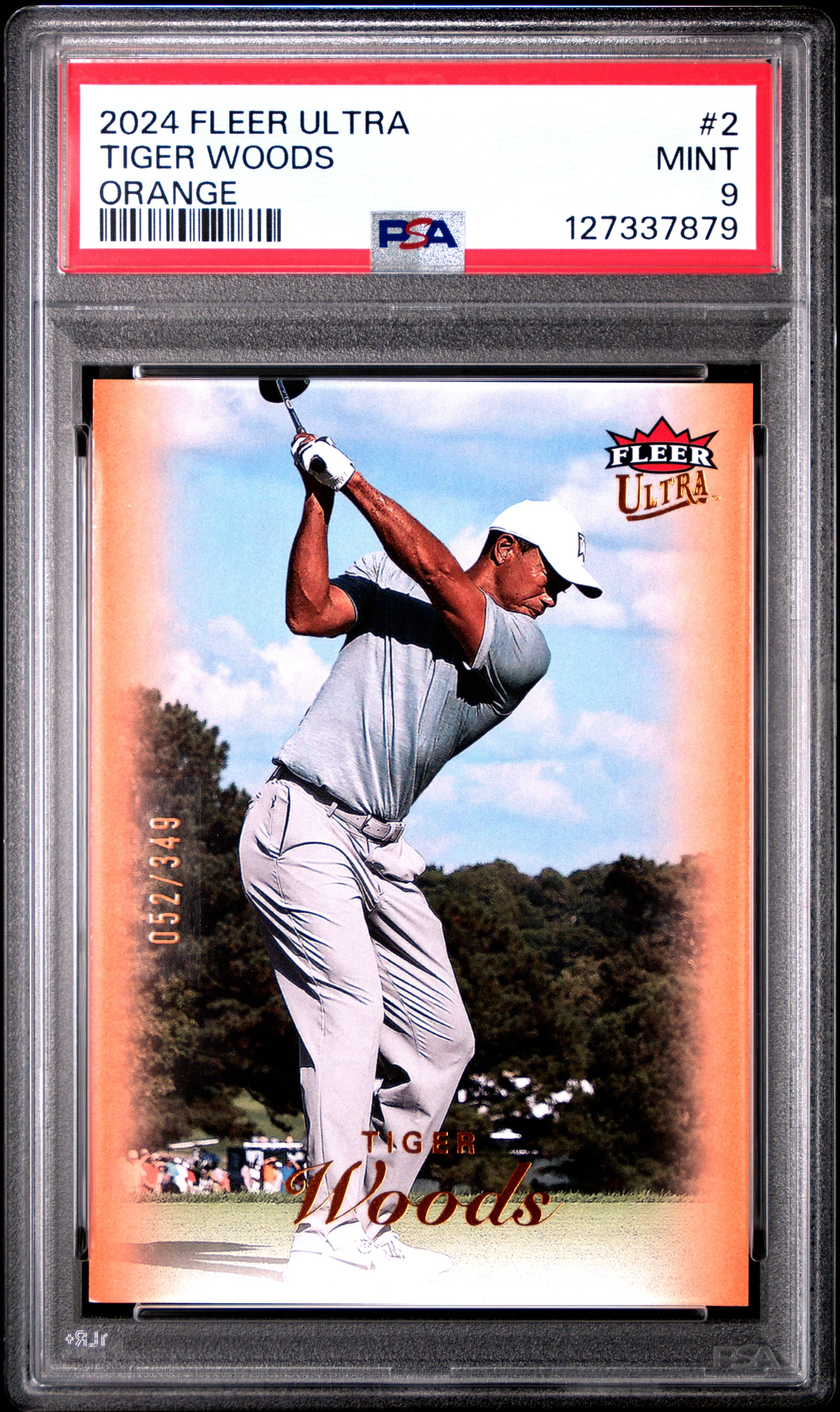 Tiger Woods PSA 9 graded card Fleer Ultra 2024 orange parallel