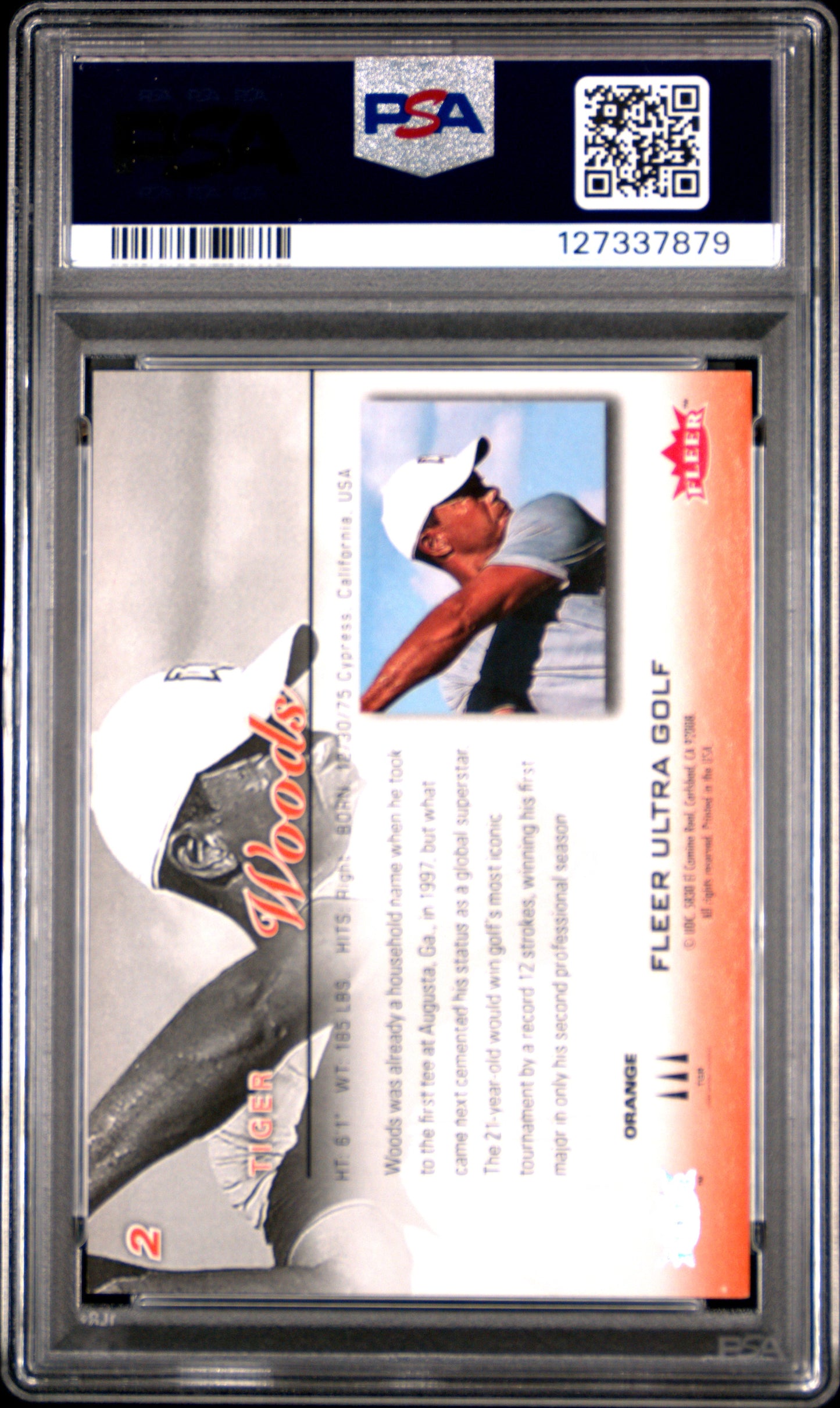 Tiger Woods 2024 Fleer Ultra Orange PSA 9 golf card /349