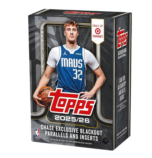 Topps 2025/26 basketball trading card box with a player image and Target branding.